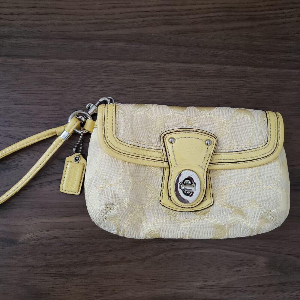 Coach Signature Yellow Wristlet